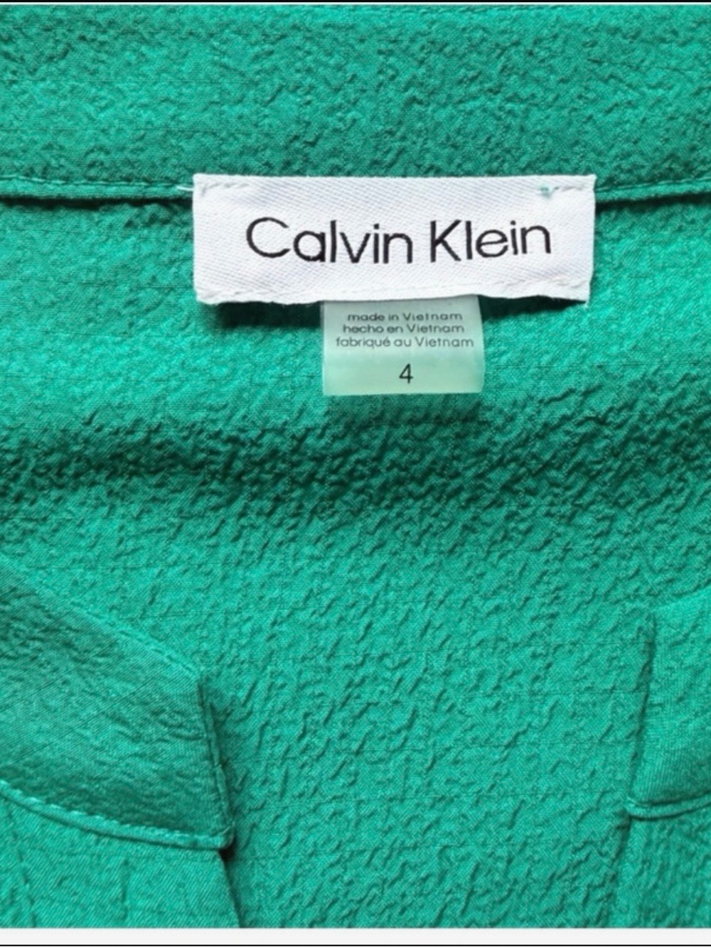 Calvin Klein Emerald Green Tiered V-Neck Mini Dress - Picture 2 of 4